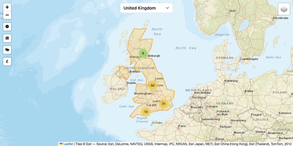 A screenshot of my gazetteer project website.
